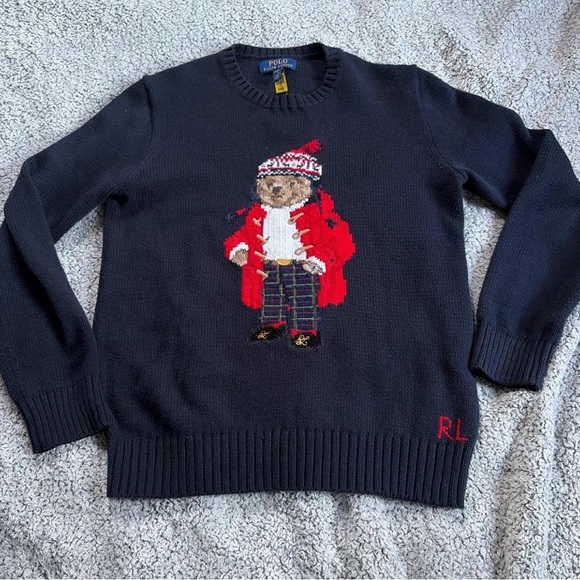 Ralph Lauren Black Sweater with Bear NWT